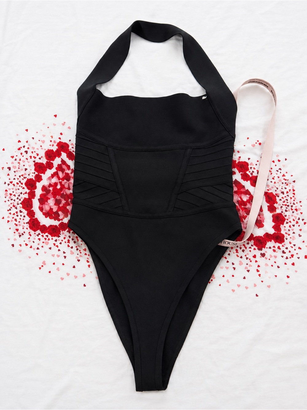 House of CB Black Halter Bodysuit